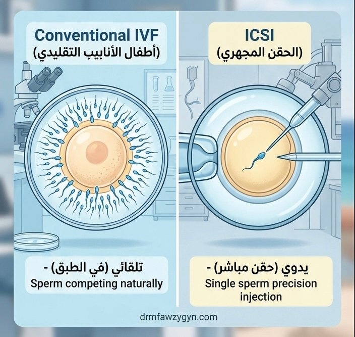 الفرق بين الحقن المجهري واطفال الانابيب